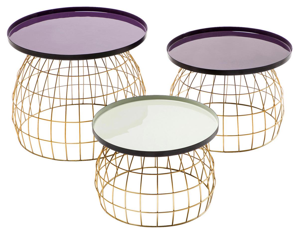 Beistelltischset Laudatio 460 - Pflaume/Lila, Design, Metall - Kayoom