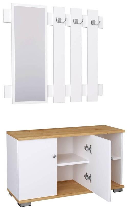 Garderobe Gados 2--Teilig. Honigeiche Dekor - Honigeiche/Weiß, MODERN, Holzwerkstoff (90/132/33cm) - MID.YOU