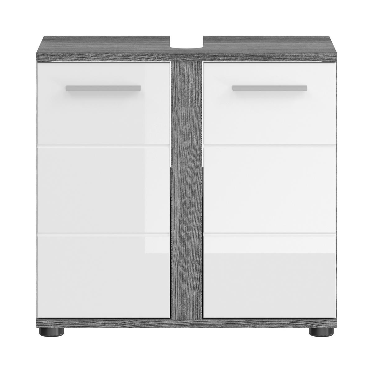 Badezimmer Blake Weiß Hg B: 105 Cm - Weiß Hochglanz/Schwarz, MODERN, Glas/Holzwerkstoff (105cm) - MID.YOU