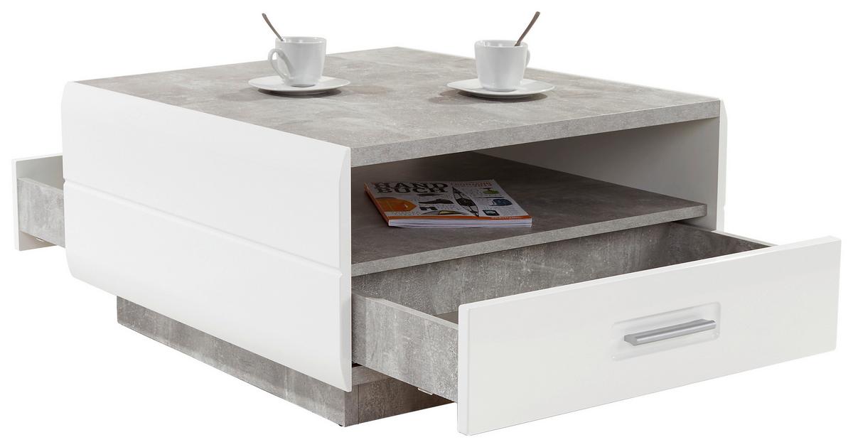 Couchtisch Mit Stauraum Avensis, Betonoptik/weiß - Weiß/Grau, MODERN, Holzwerkstoff (75/40/75cm) - Luca Bessoni