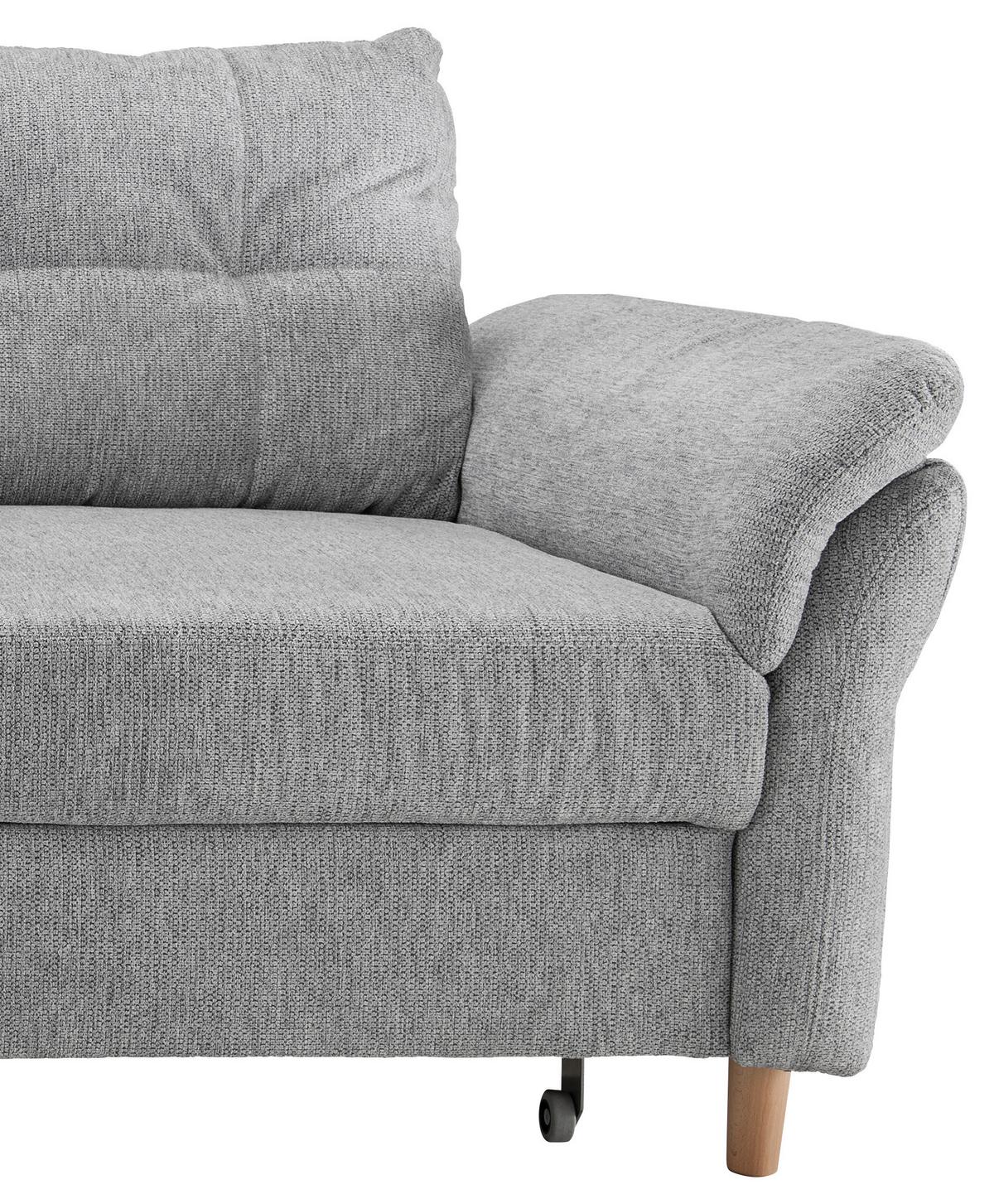 Ecksofa Brizzini mit Schlaf- Funktion, Silberfarben,176x250 - Silberfarben/Naturfarben, MODERN, Textil (176/250cm) - Livetastic