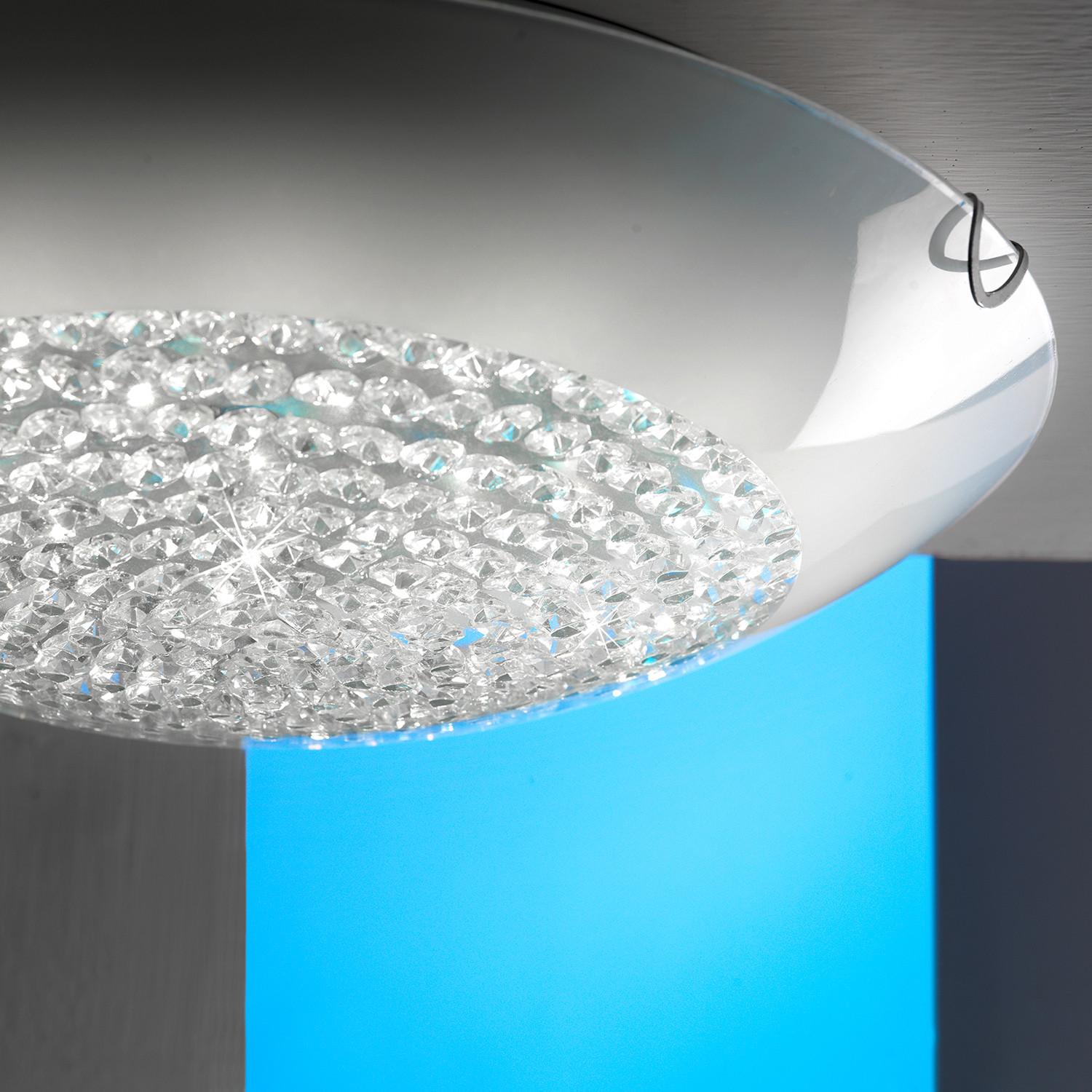 Led-deckenleuchte Brill Klar Chromfarben L: 50cm - Klar/Chromfarben, Design, Glas/Metall (50/50/13cm)