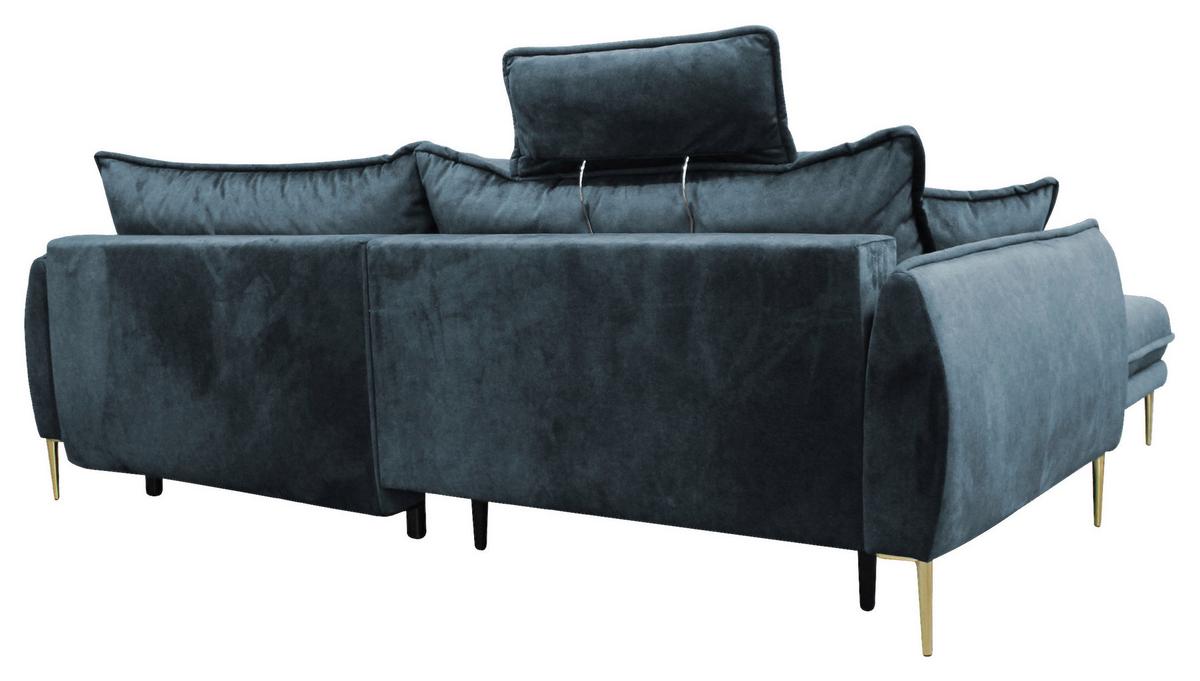 Ecksofa Whisper Blau S: 196x264 cm - Blau/Goldfarben, Design, Textil (196/264cm) - MID.YOU