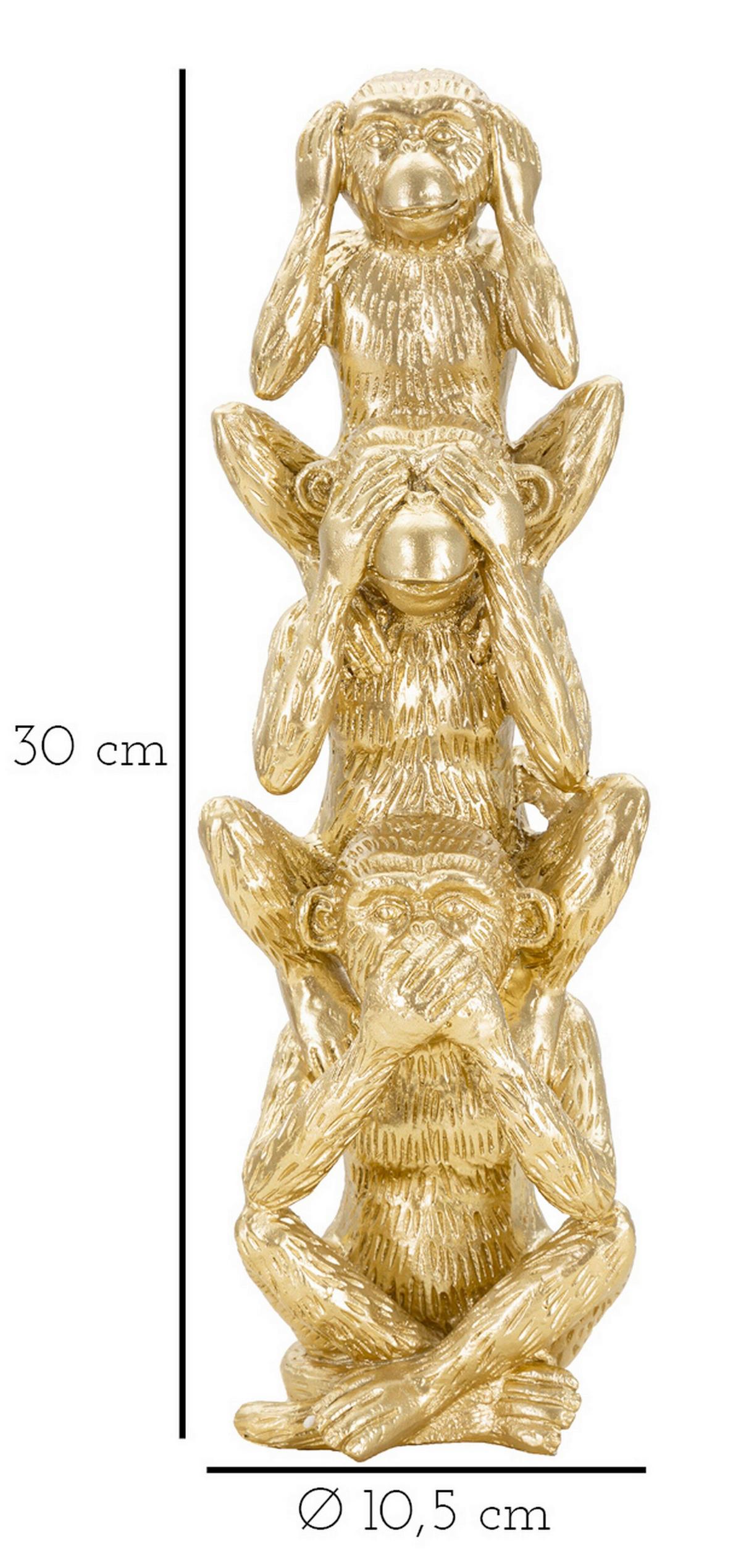 Skulptur Monkey Tower Monkey Tower Gold B: 10,5 cm - Goldfarben, Basics, Kunststoff (10.5/30/10.5cm)