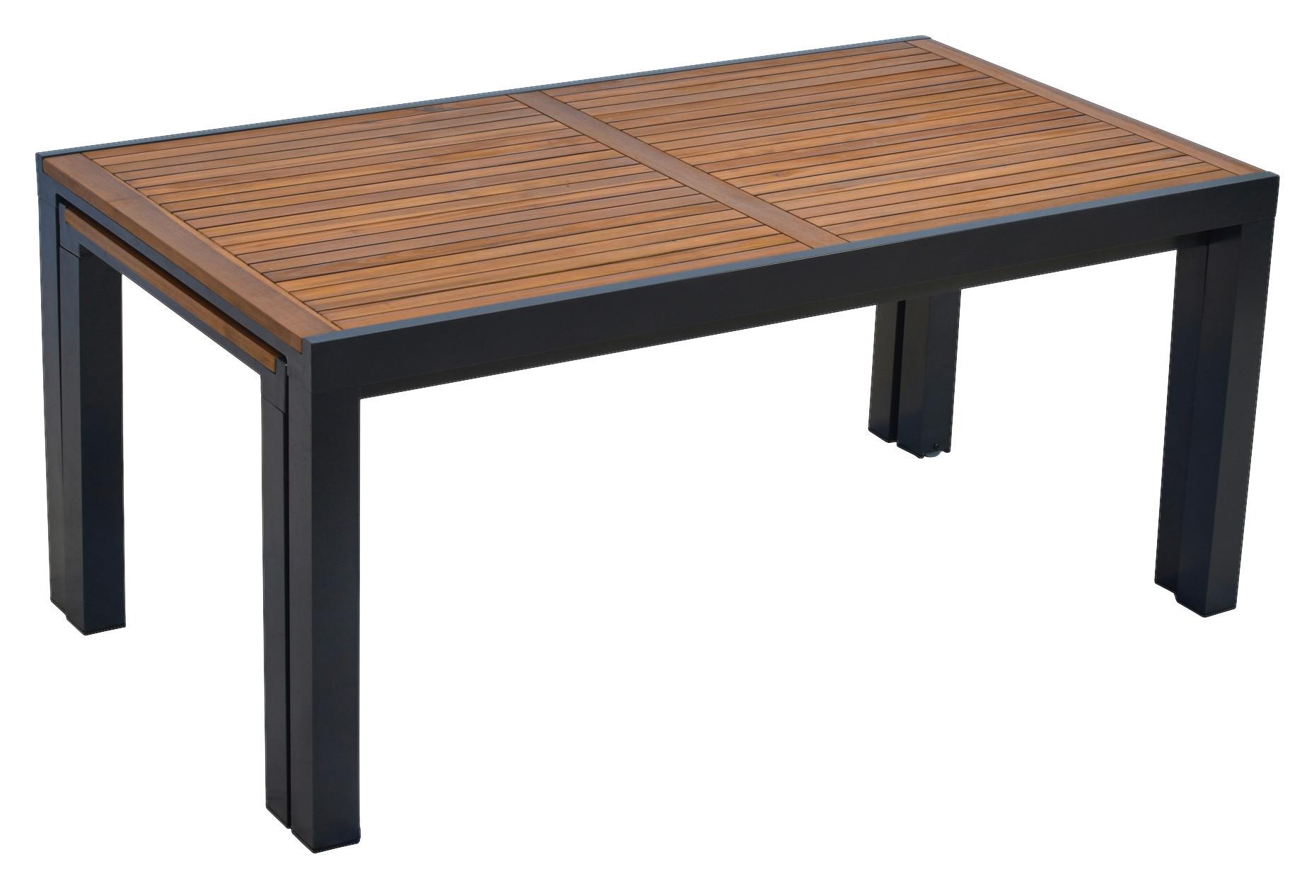 Gartentisch Santorin - Graphitfarben/Naturfarben, MODERN, Holz/Metall (180-300/100/80cm) - Gardenson