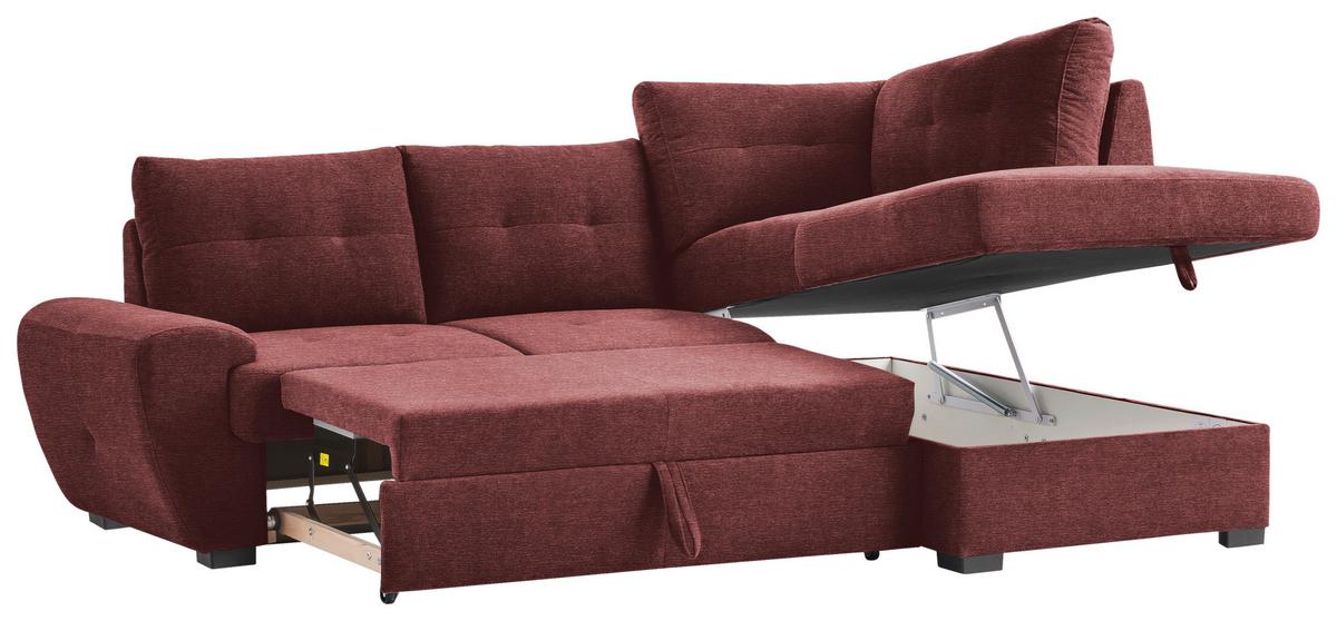 Sarokgarnitúra "burner" Burner - borvörös, Modern, textil (244/88/174cm)