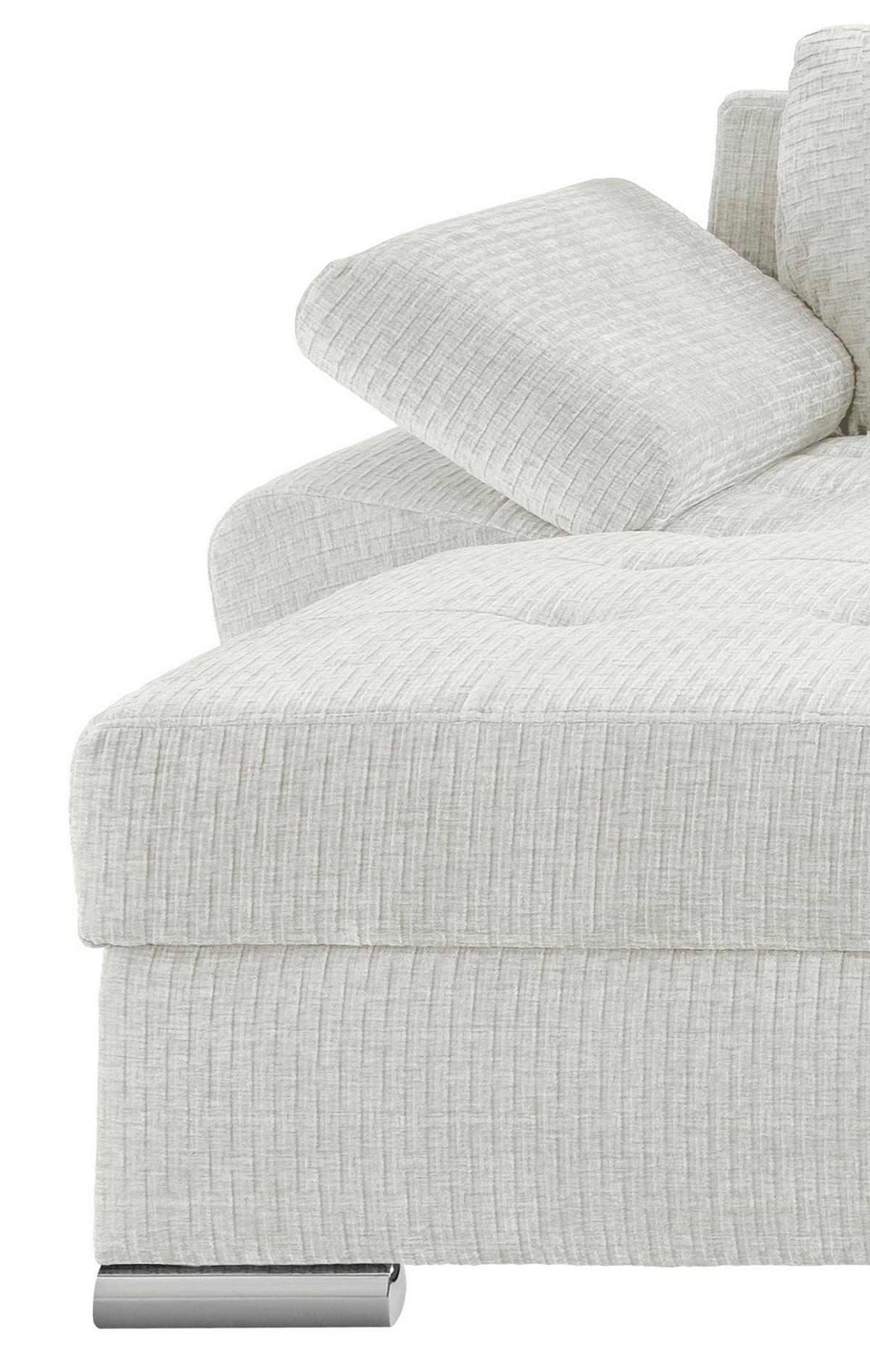 Wohnlandschaft Terana Creme mit Schlaffunktion, Mikrofaser - Chromfarben/Creme, KONVENTIONELL, Textil (157/305/219cm) - Livetastic