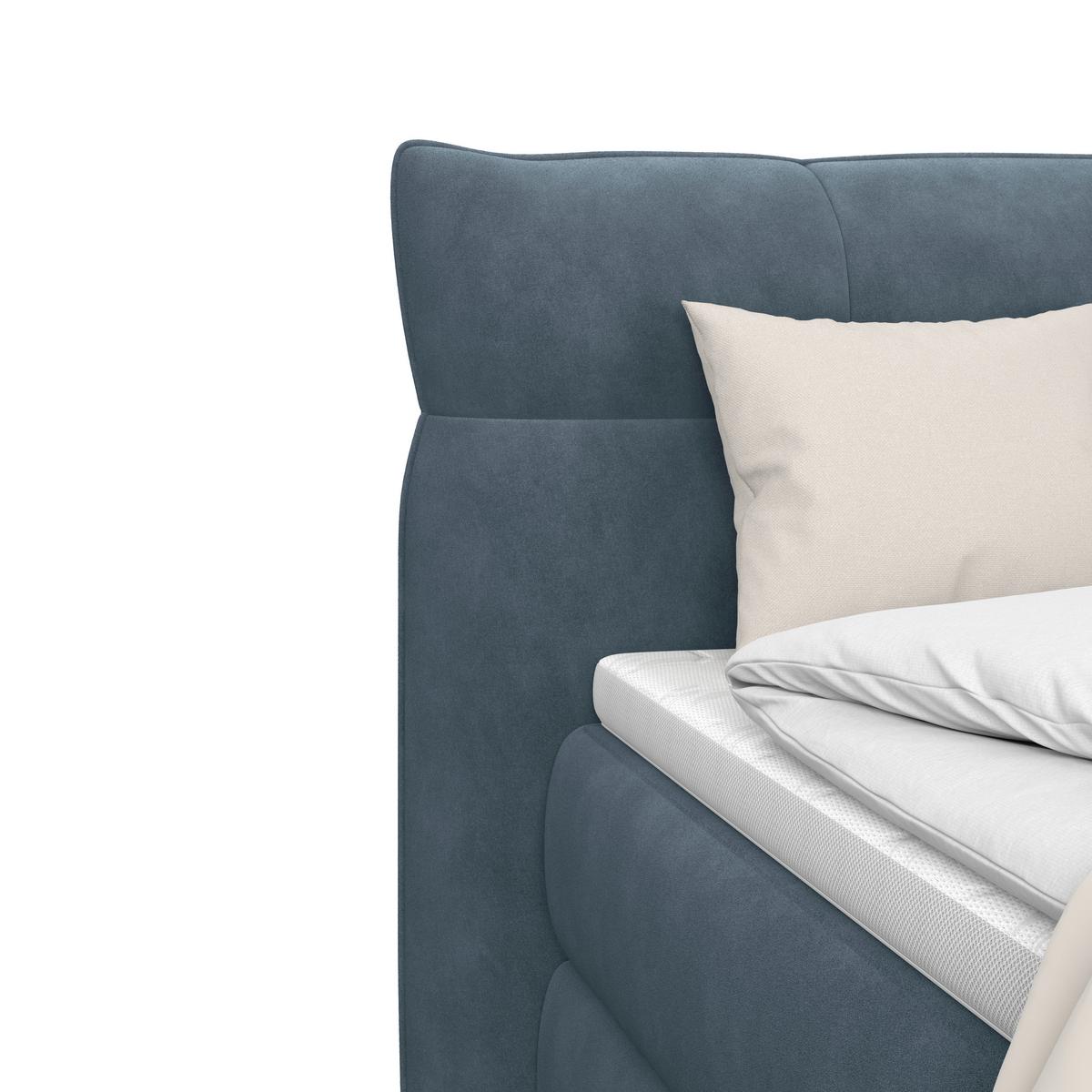 Boxspringbett Carmelo Blaugrün 140x200 cm H3 - Schwarz/Grün, Trend, Textil (140/200cm)
