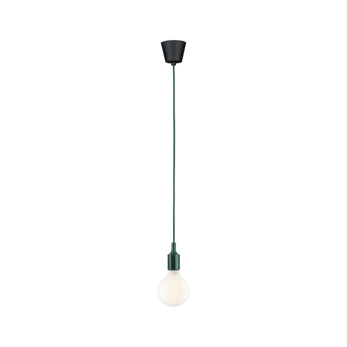 Hängeleuchte Ø 9 cm 1-Flammig - Schwarz/Grün, Basics, Kunststoff/Textil (9,0/218cm) - Paulmann