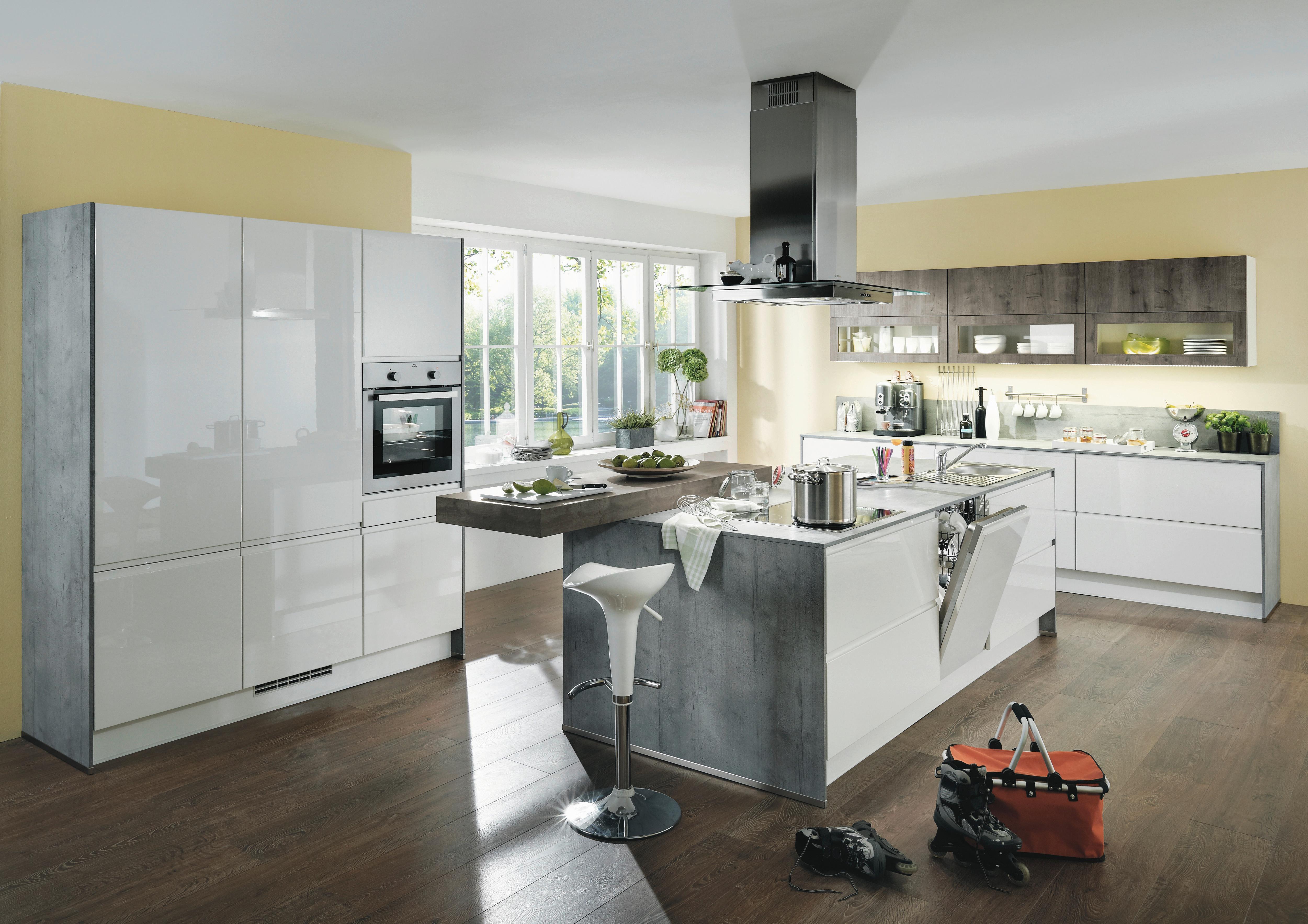Einbauküche Panama Frei Planbar Modern, Grifflos - Weiß, MODERN, Holzwerkstoff - Vertico
