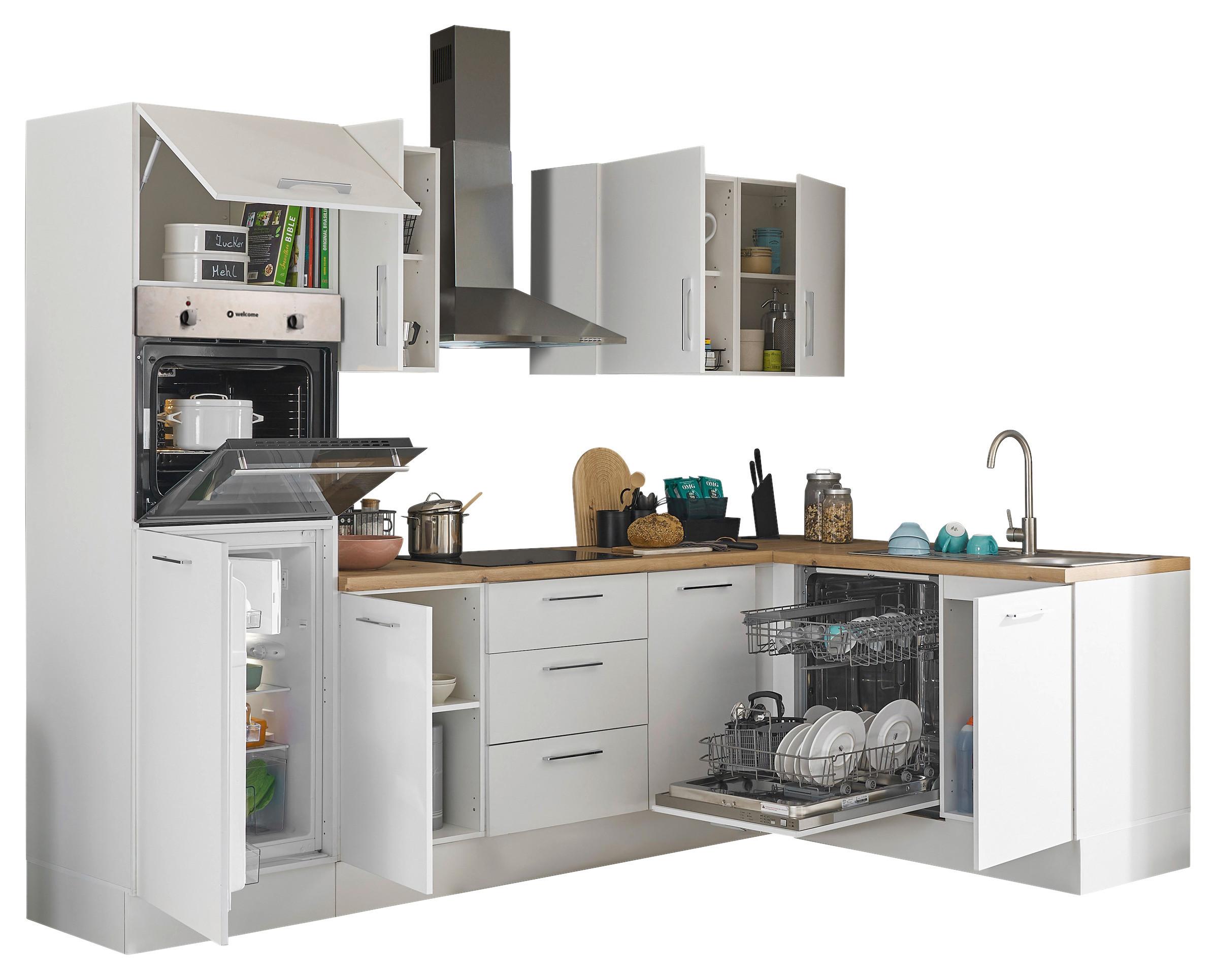 Eckküche Dekor Weiß/Eiche Dekor 280x175 cm - Weiß/Eiche Artisan, Basics, Holzwerkstoff (280/175cm) - MID.YOU