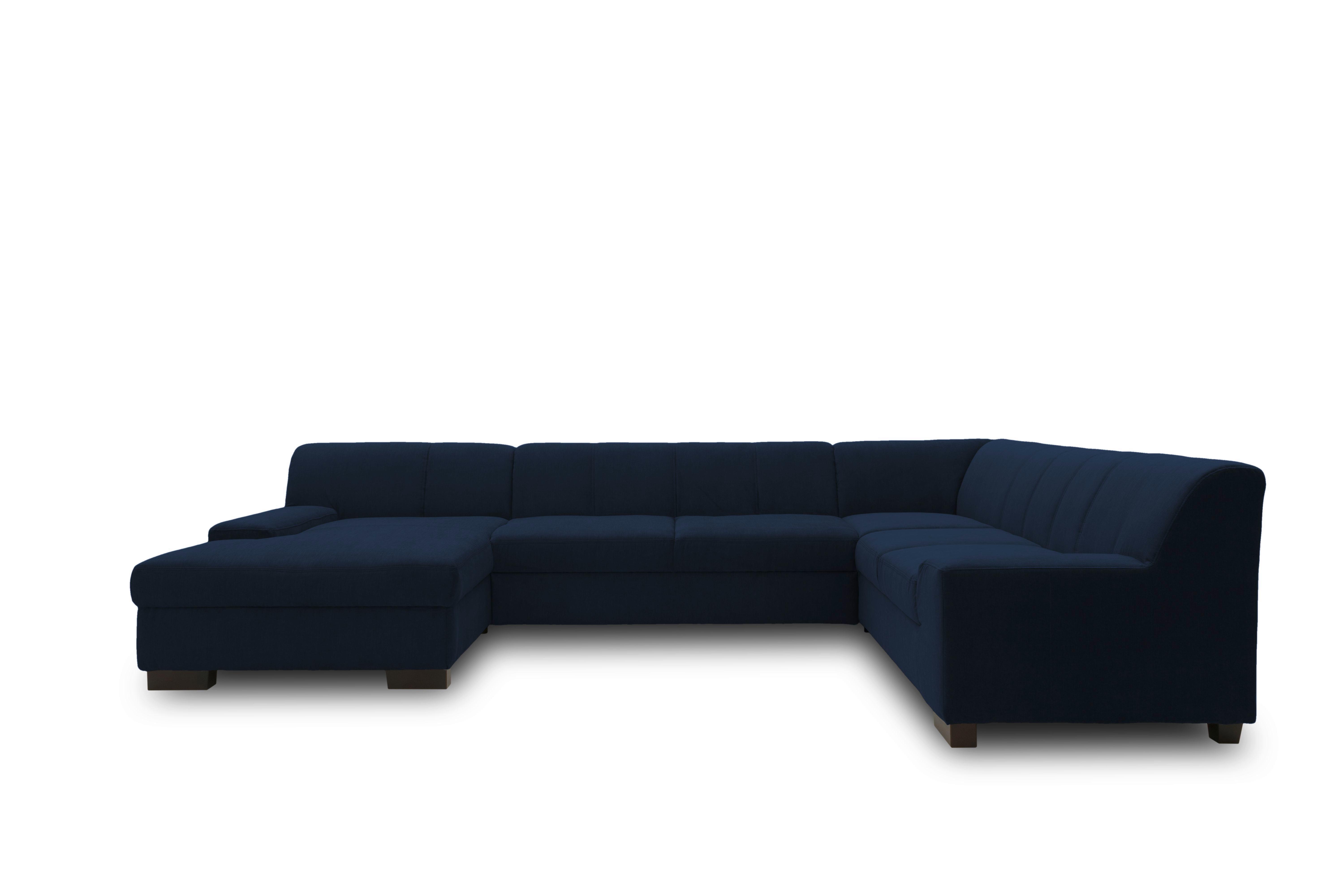 Wohnlandschaft Norma Mit Schlaffunktion Blau - Wengefarben/Blau, Design, Textil (153/328/212cm) - MID.YOU