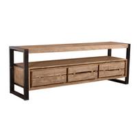 Lowboard Akazie/Schwarz B: 160cm - Schwarz/Naturfarben, Design, Holz/Metall (160/55/40cm) - MID.YOU