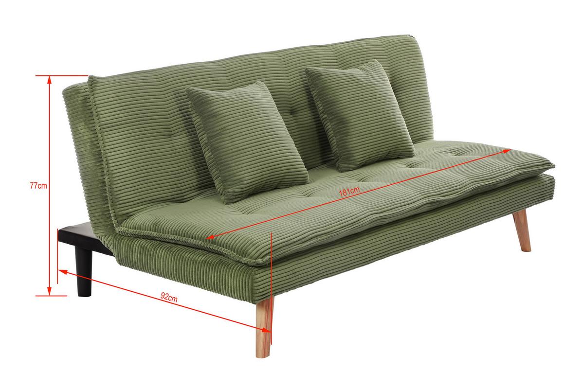 Schlafsofa Passau Grün B: 181 Cm - Schwarz/Naturfarben, Basics, Holz/Textil (181/77cm) - P & B