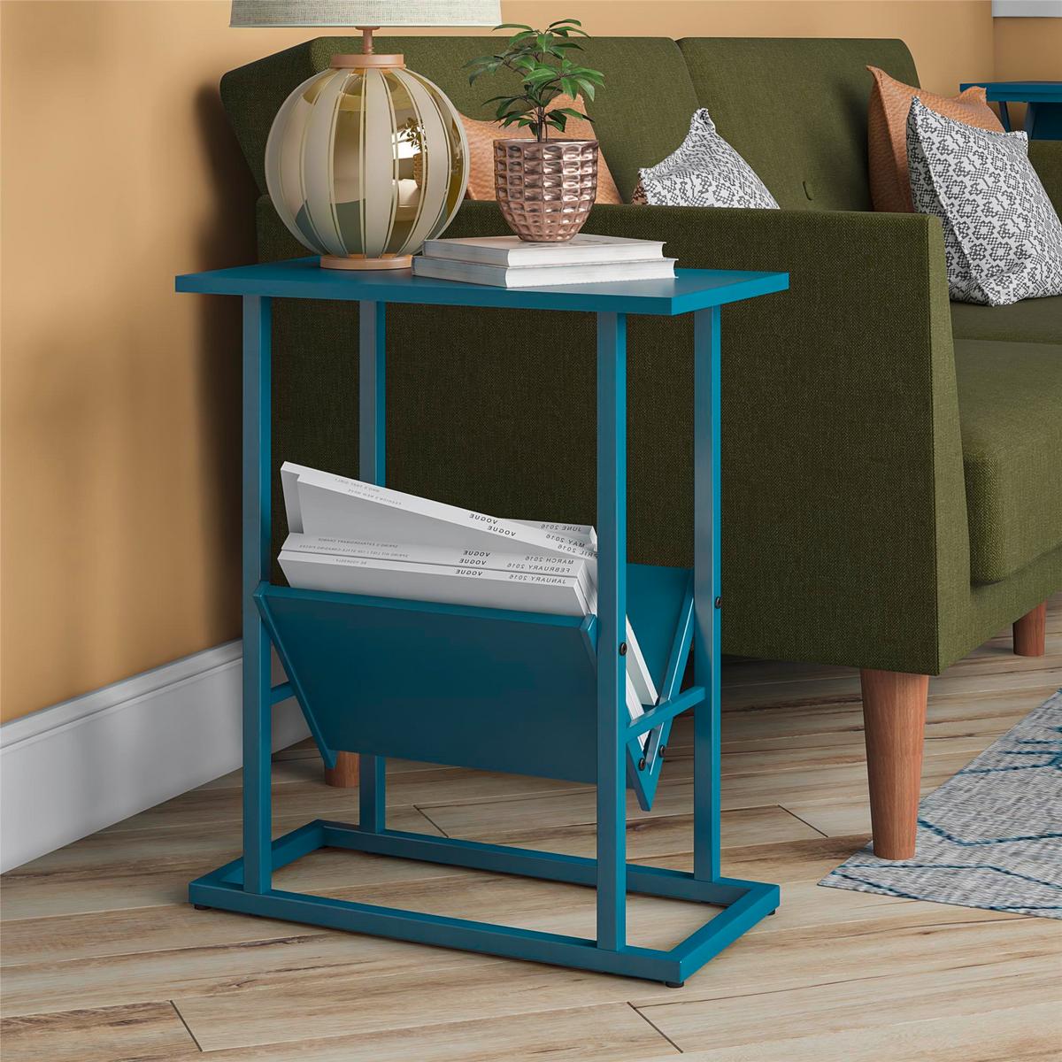 Beistelltisch Metall Blau H: 59 cm - Blau, Design, Papier/Holzwerkstoff (49/59/28cm) - MID.YOU