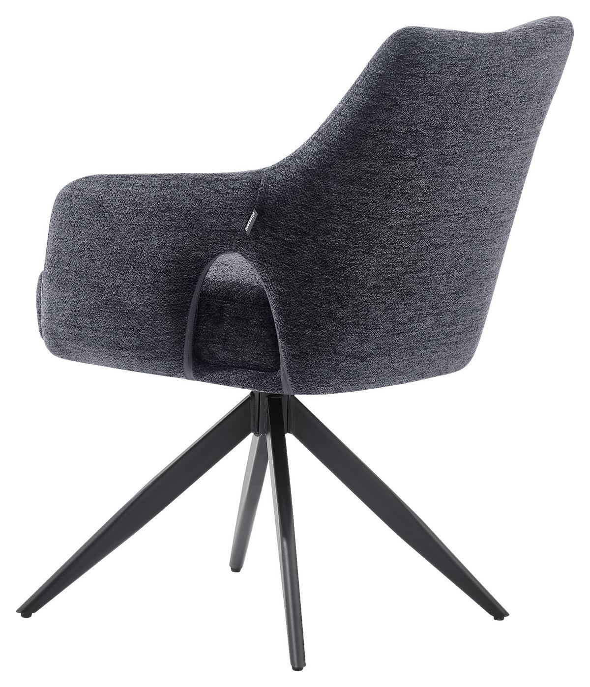 Armlehnstuhl Flow Grau/Schwarz B: 57,5 cm - Schwarz/Grau, MODERN, Holz/Textil (57,5/85/62cm) - Livetastic