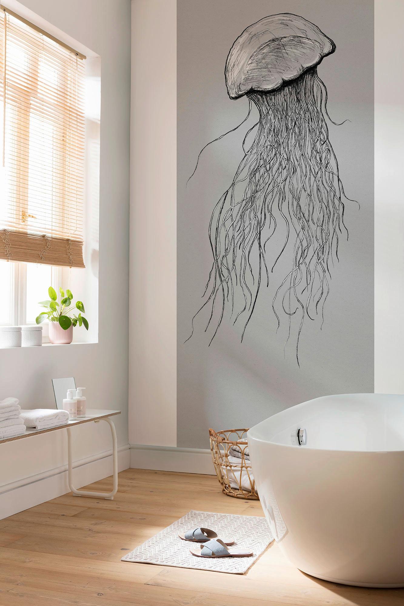 Vliestapete Jellyfish Panel - Grau, Basics (100/250cm) - Komar