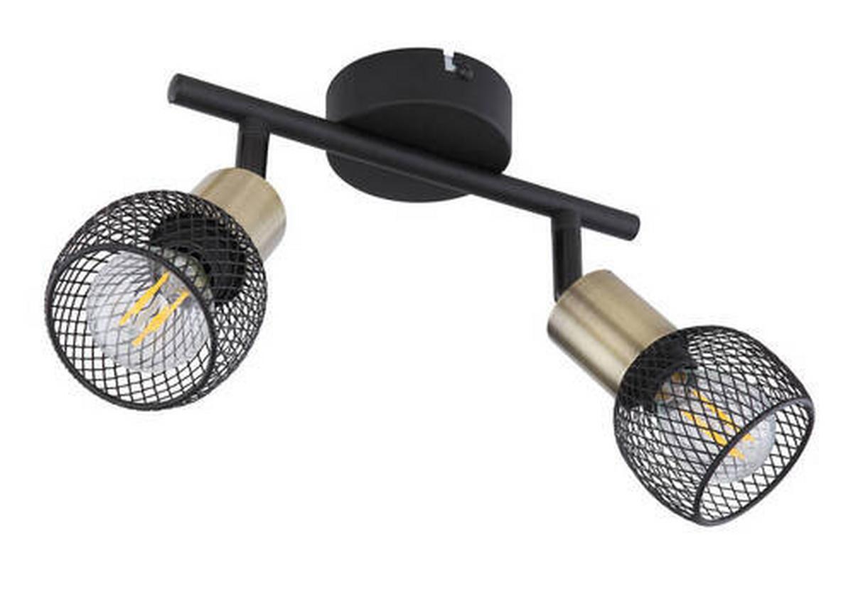Strahler Fiastra 2-flammig Verstellbar L: 22 Cm - Schwarz, Basics, Metall (22/8/14cm) - Globo