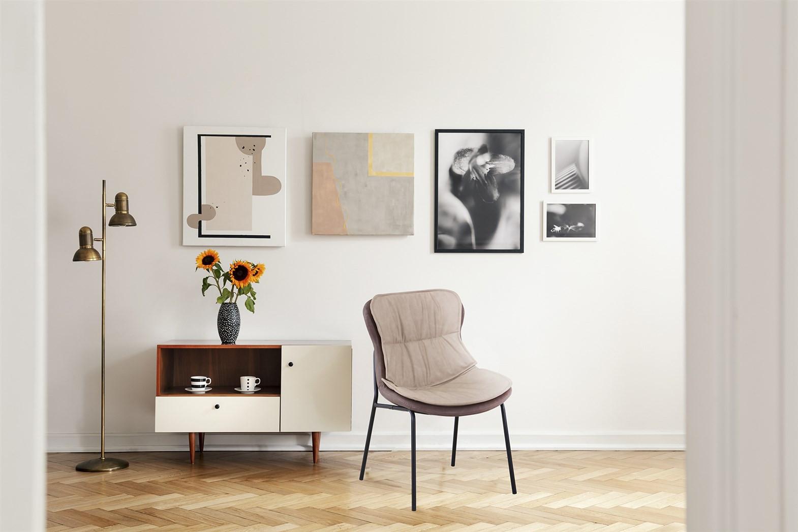 Stuhl Brady 200 Beige/braun - Hellbraun/Beige, Design, Textil (54/84/64cm) - Kayoom