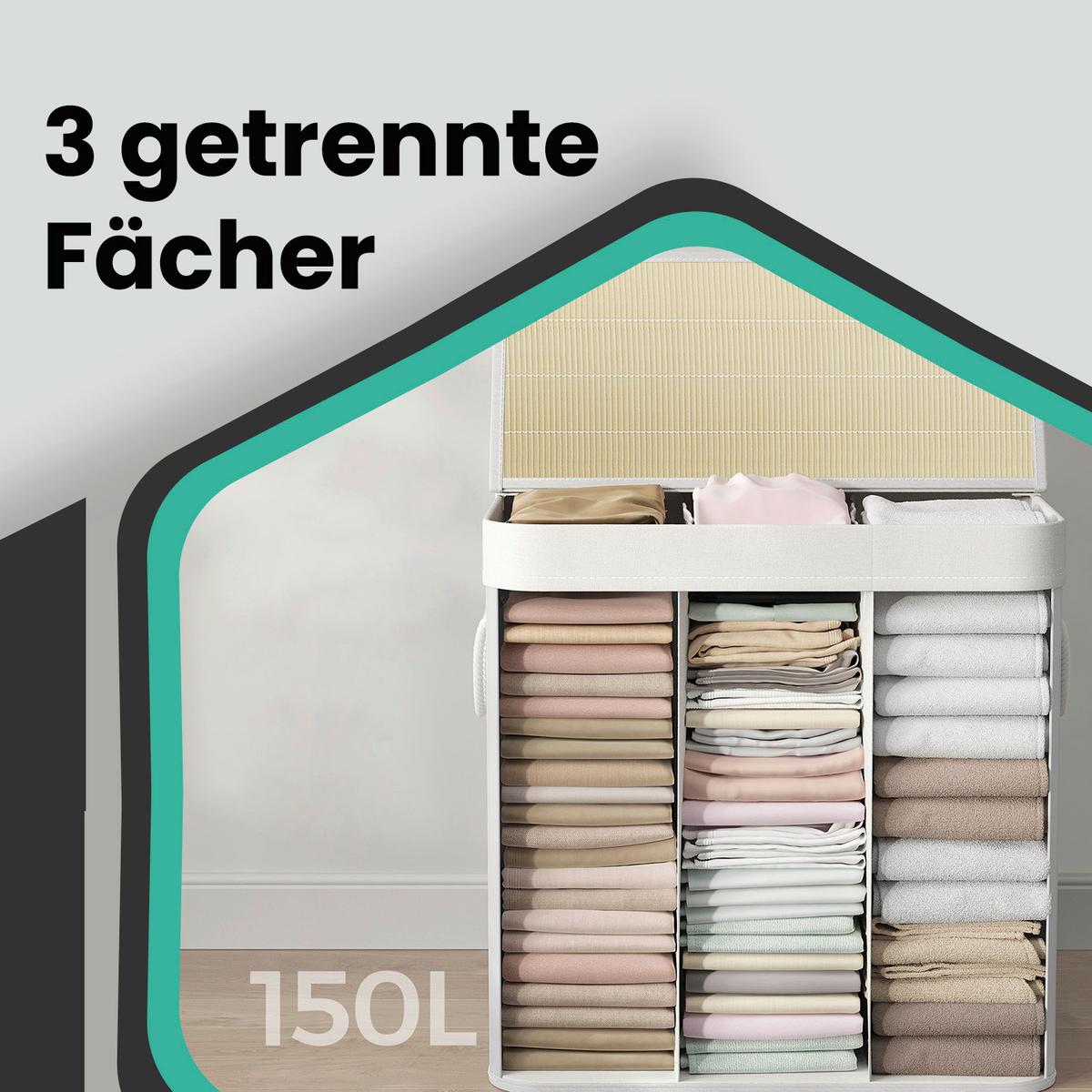 Wäschekorb Weiß B: 60 Cm - Weiß, Basics, Naturmaterialien/Textil (60/61,5/40cm)