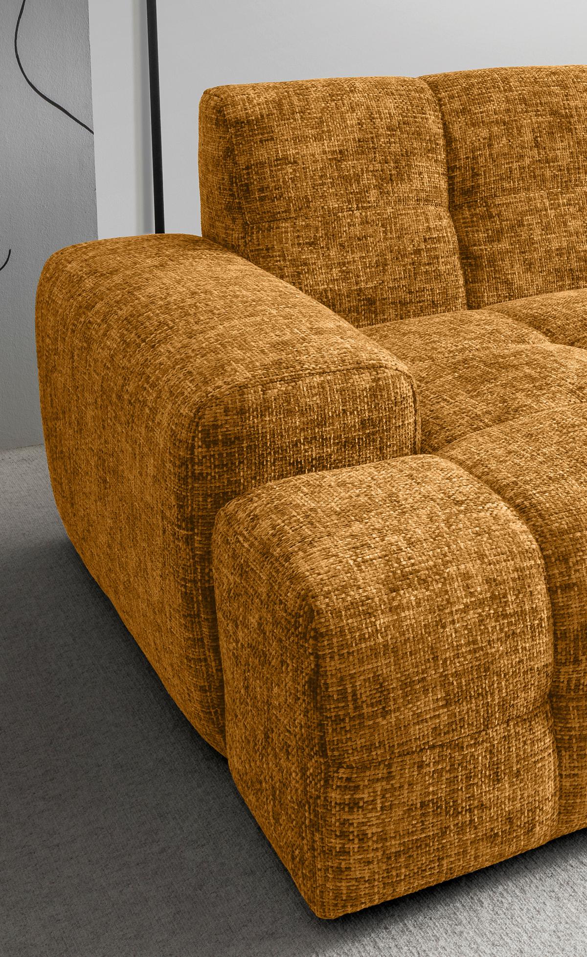 Bigsofa Bosco, Goldfarben B: 304 Cm - Goldfarben/Schwarz, MODERN, Textil (304/87/155cm) - Livetastic