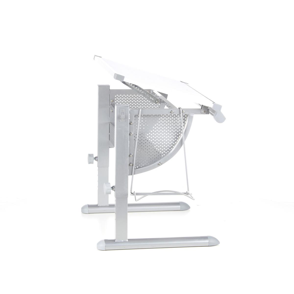 Jugendschreibtisch Belia Weiß - Silberfarben/Weiß, Basics, Holzwerkstoff/Kunststoff (50/80/56-80cm) - MID.YOU