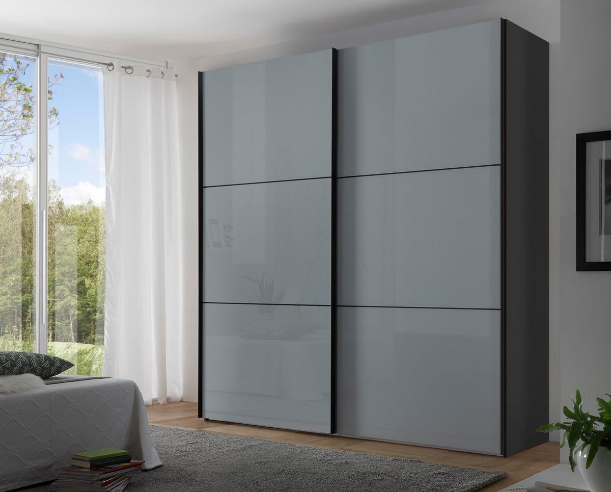 Schwebetürenschrank Glasfront 167 Cm Includo, Hellgrau - Dunkelgrau/Hellgrau, MODERN, Glas/Holzwerkstoff (167/222/68cm)