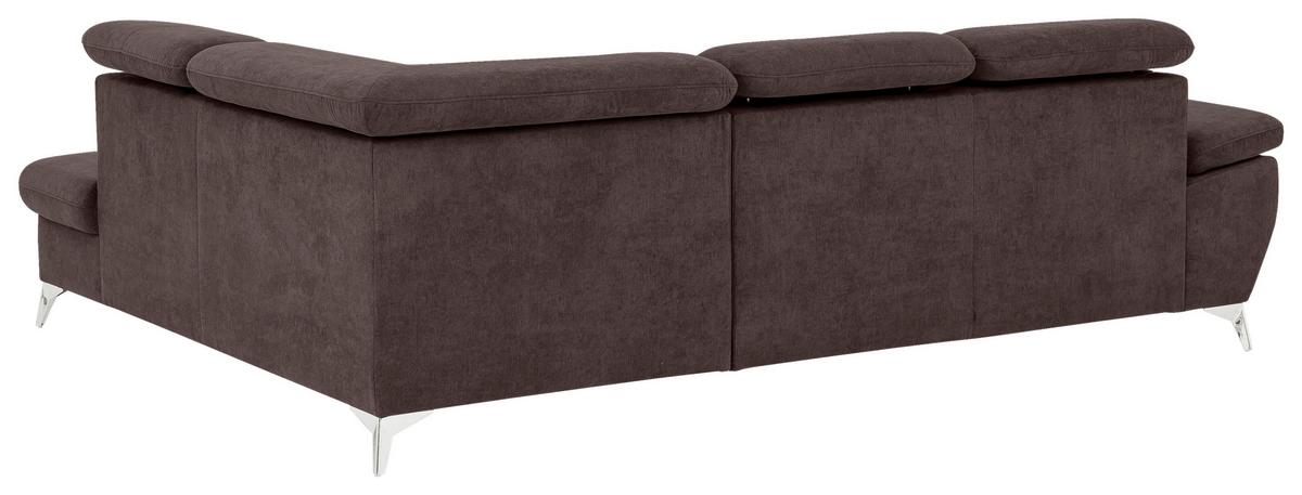 Ecksofa Mit Schlaffunktion Und Bettkasten Gisele Braun - Chromfarben/Dunkelbraun, KONVENTIONELL, Textil (209/256cm) - Livetastic