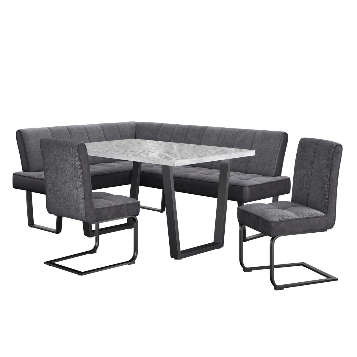 Eckbank Pag - Schwarz/Grau, KONVENTIONELL, Textil/Metall (160/200cm) - MID.YOU