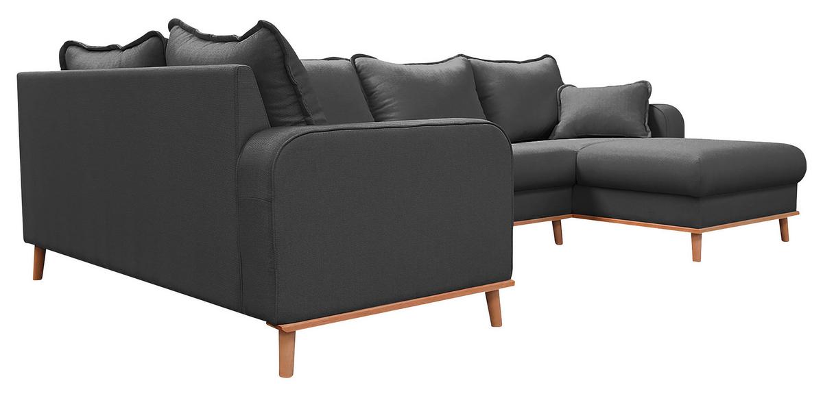 Wohnlandschaft Beata D.grau U:167x296x170 cm - Wengefarben/Dunkelgrau, Design, Textil (167/296/170cm) - Livetastic