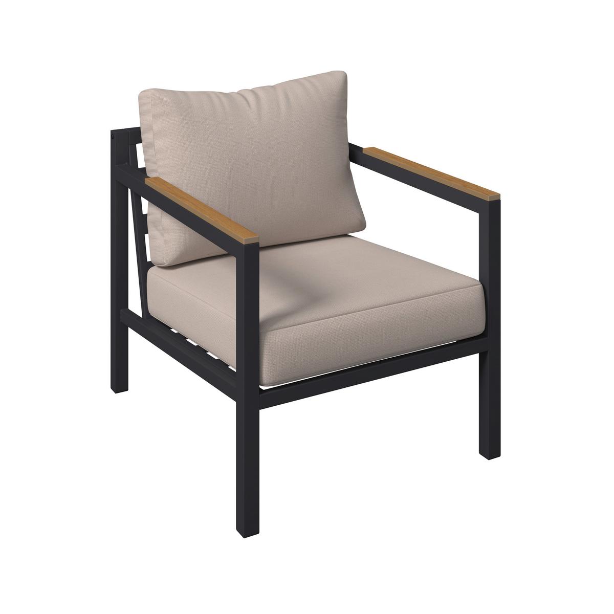 Loungegarnitur Dallas - Dunkelgrau/Beige, MODERN, Kunststoff/Textil - Beldano