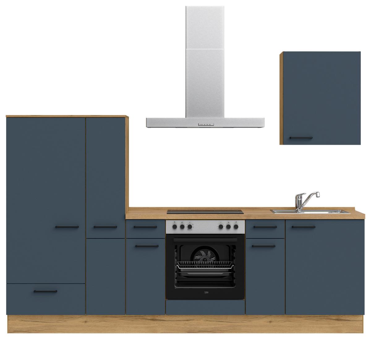 Küchenleerblock Easytouch Low-Line, L3 Links - Blau/Eichefarben, MODERN, Holzwerkstoff (270cm) - Nobilia