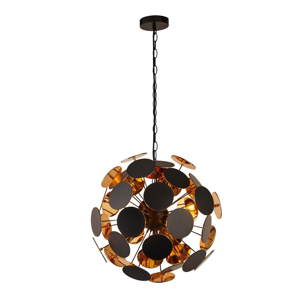 Hängeleuchte Discus H: 135 cm, 4-Flammig, höhenverstellbar - Goldfarben/Schwarz, Design, Metall (47/135cm)