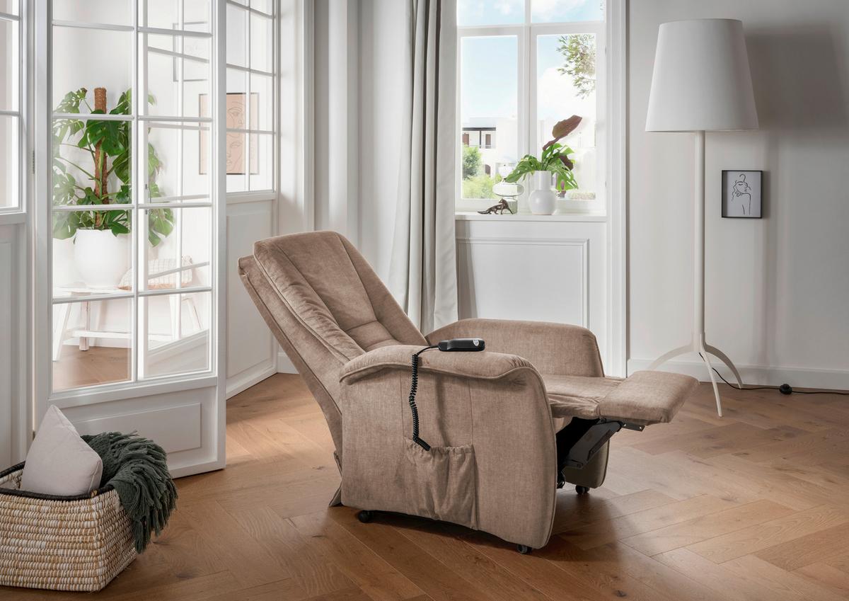 Fernsehsessel Harry Hellbraun B: 77 Cm - Hellbraun/Schwarz, Design, Textil (77/107/88cm) - Livetastic