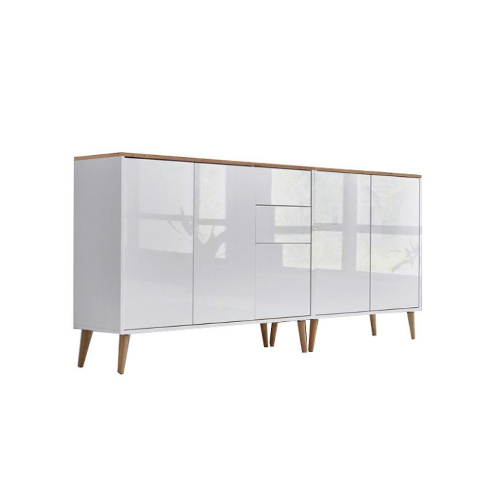 Sideboard Mailand Weiß/ Weiß HG/Eiche Dekor B: 184,5cm
