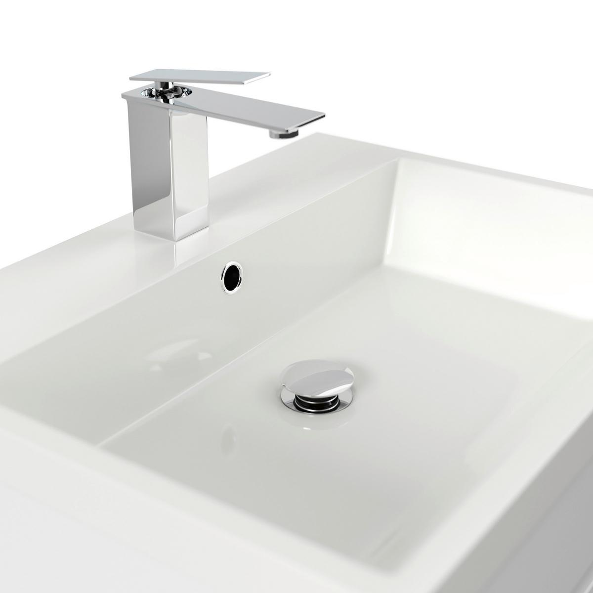 WASCHTISCHKOMBI Fellini, Weiß HG B: 60 cm - Weiß Hochglanz/Weiß, Basics, Keramik/Holzwerkstoff (60cm) - MID.YOU