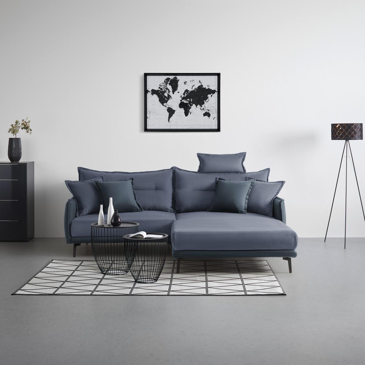 Rohová sedačka NUOVO, oboustranná, modrošedá - černá/modrošedá, Moderní, kov/textil (245/190cm) - Mömax