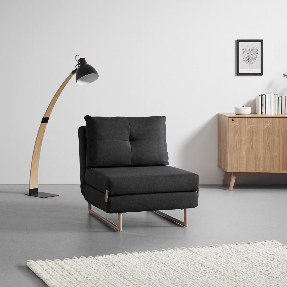 Rozkladacia pohovka Malic tmavosivé - farba duba/tmavosivá, Modern, kov/textil (80/84/90cm) - Bessagi Home