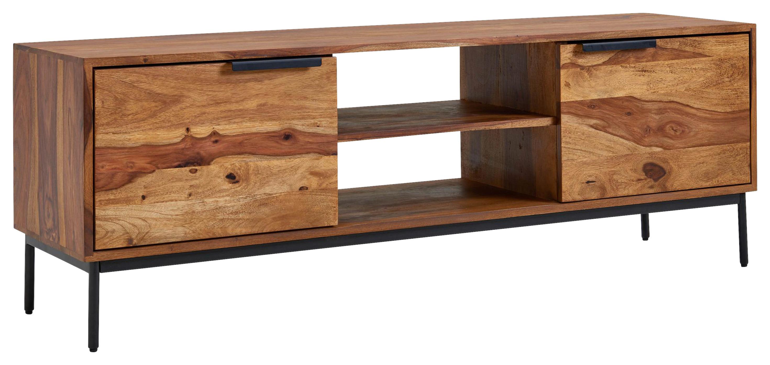 Sideboard Sheesham Sheeshamfarben B: 147 Cm - Sheeshamfarben/Schwarz, Design, Holz (147/51/38cm) - MID.YOU
