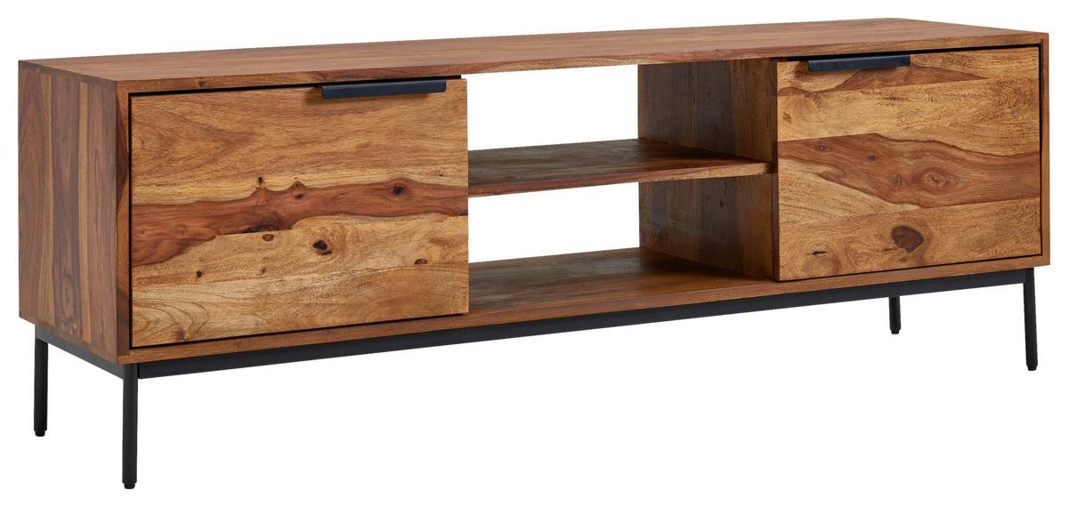 Sideboard Sheesham Sheeshamfarben B: 147 Cm - Sheeshamfarben/Schwarz, Design, Holz (147/51/38cm) - MID.YOU