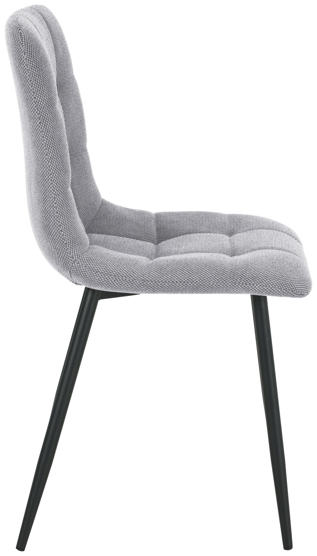 Vierfußstuhl Adea Leinenoptik Grau, B: 45 cm - Schwarz/Grau, KONVENTIONELL, Holz/Textil (45/88/55cm) - P & B