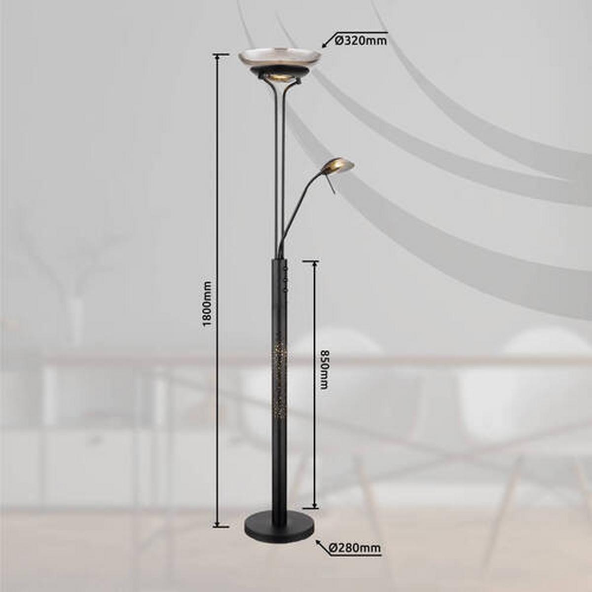 Led-deckenfluter 58908 - Schwarz, Design, Glas/Kunststoff (40/180cm) - Globo