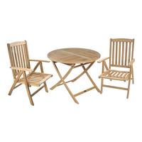 Gartenmöbel Set 3-Tlg. Solo Teakholz - Teakfarben, Basics, Holz (62/103,5/61cm) - Gardenson