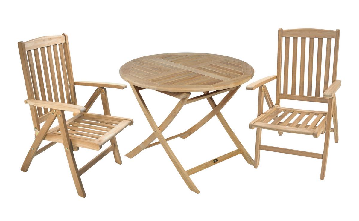 Gartenmöbel Set 3-Tlg. Solo Teakholz - Teakfarben, Basics, Holz (62/103,5/61cm) - Gardenson