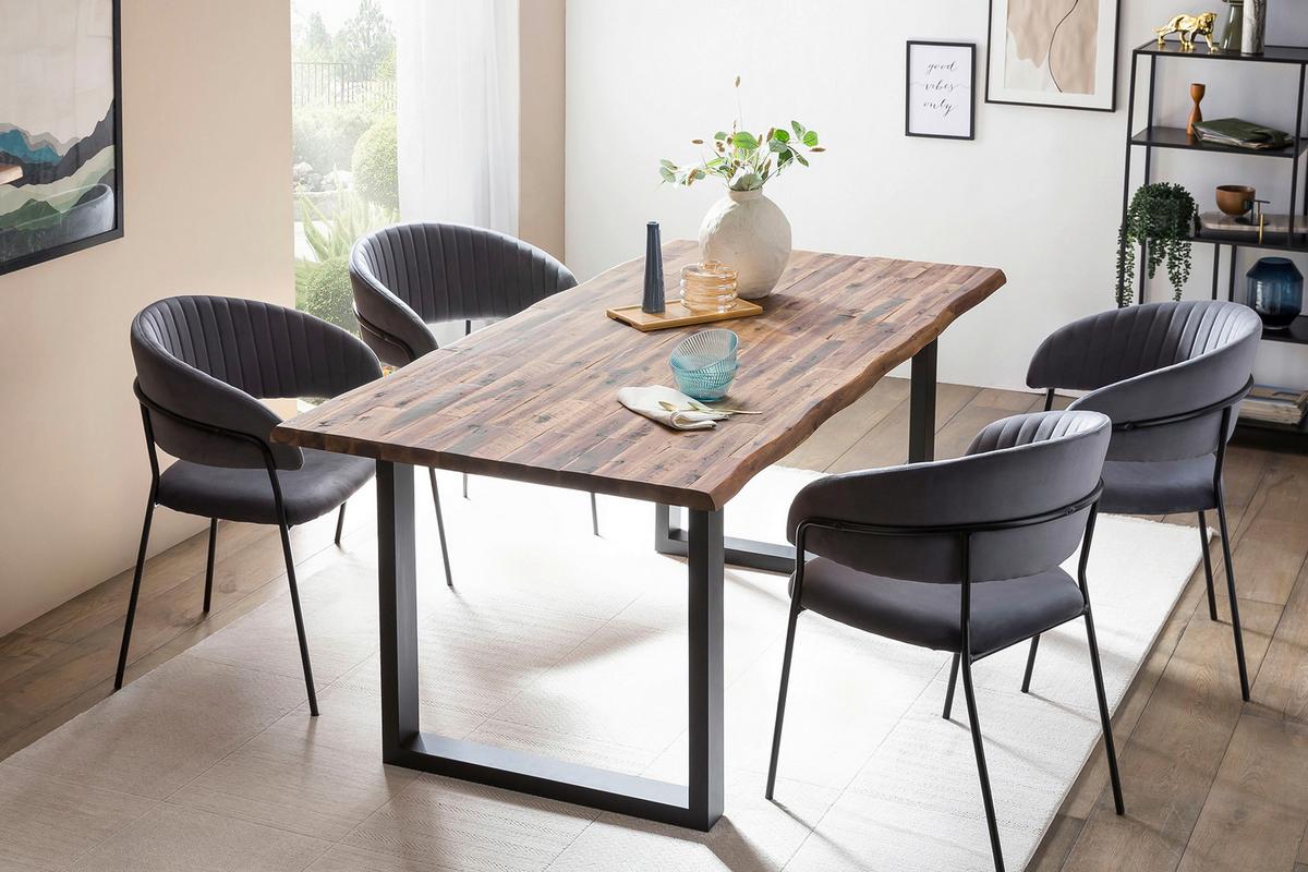 Armlehnstuhl Grau B: 55 Cm - Schwarz/Grau, MODERN, Textil/Metall (55/80/50cm) - Livetastic