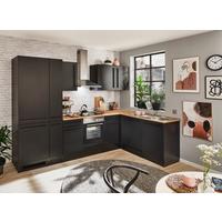 Eckküche Jazz 8 310 Schwarz S: 310x175 Cm - Eichefarben/Schwarz, LIFESTYLE, Holzwerkstoff (310/175/60cm) - MID.YOU