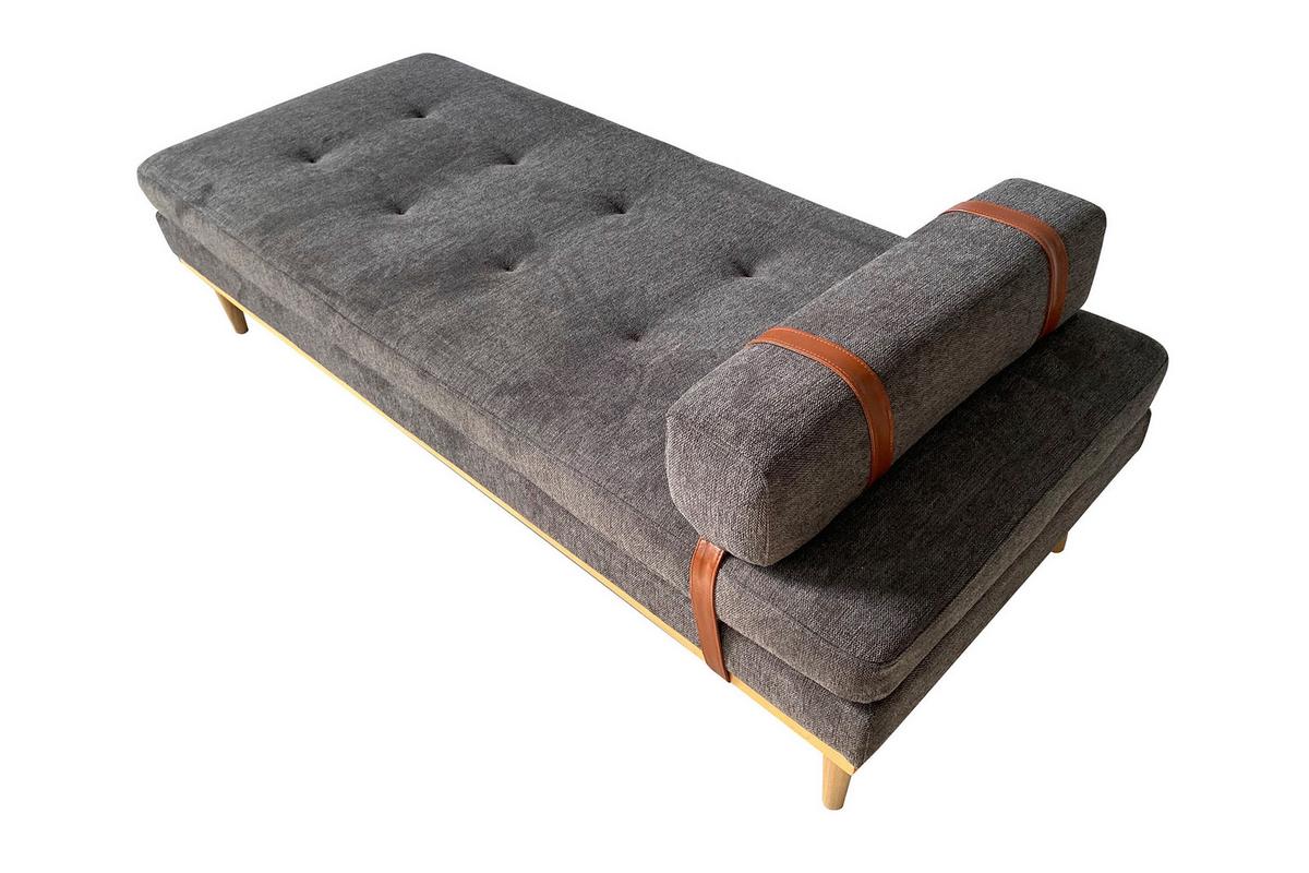 Chaiselongue Daybed Samt Anthrazit B: 180 Cm - Anthrazit/Naturfarben, MODERN, Textil (180/42/75cm) - Livetastic