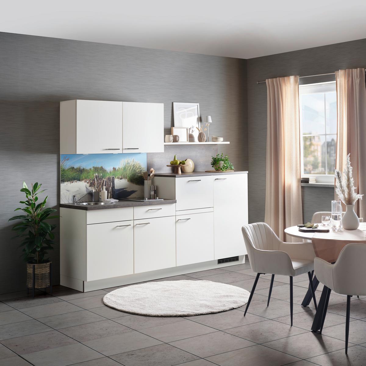 Küchenblock Win - Eichefarben/Creme, Basics, Holzwerkstoff (240cm) - Express