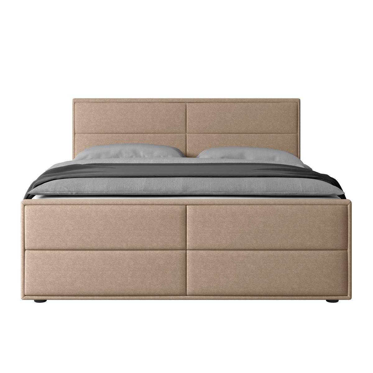 Boxspringbett Mit Topper & Bettkasten 180x200 Verona - Schwarz/Naturfarben, MODERN, Karton/Holzwerkstoff (180/200cm) - MID.YOU