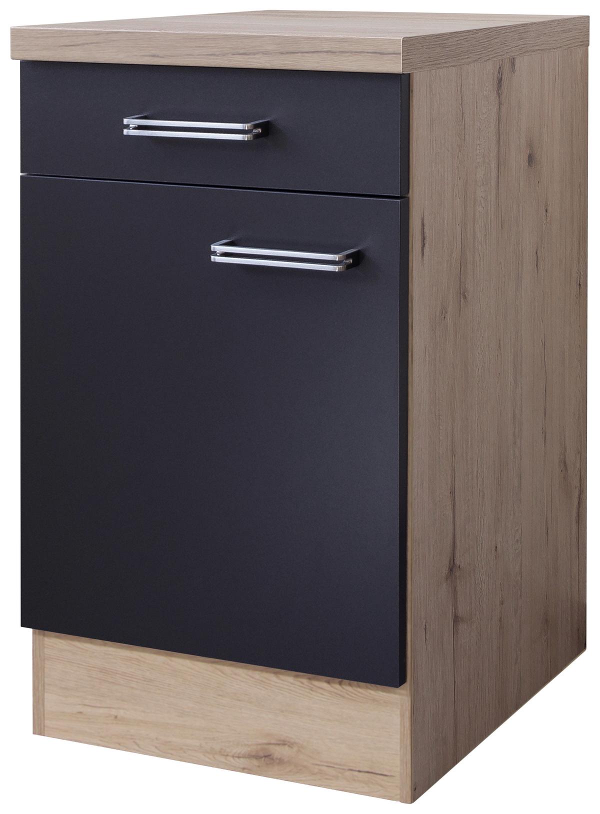 KUCHYŇSKÁ SPODNÍ SKŘÍŇKA MILANO - barvy dubu/antracitová, Moderní, kov/kompozitní dřevo (50/86/60cm)